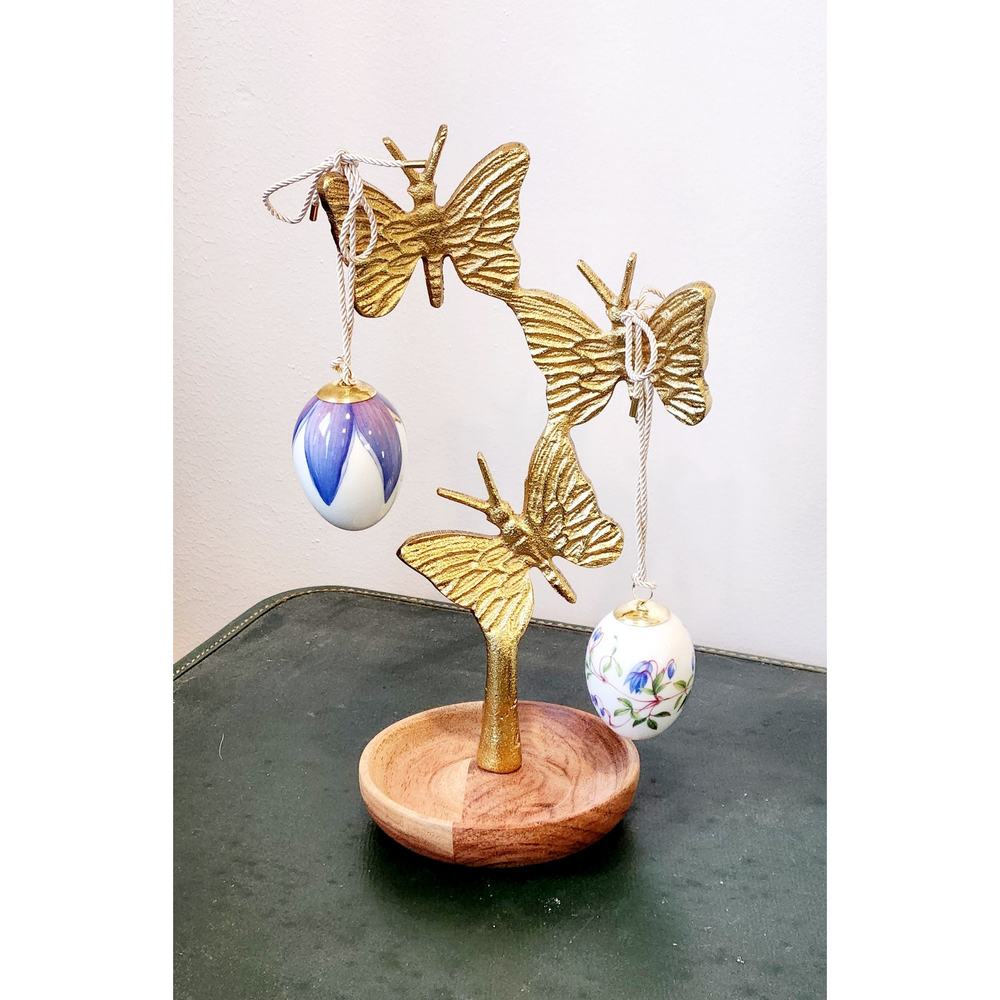 Royal Copenhagen Easter Egg Ornament 2 pc Gift Set, Clematis Floral, Spring